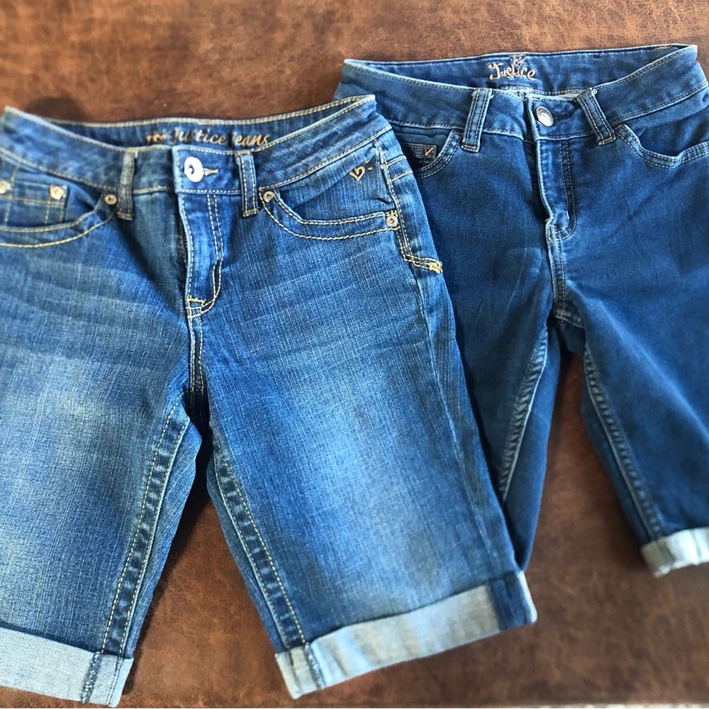 Justice denim shorts Two size 14